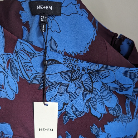 ME+EM Maxi Skirt Deep Cabernet Blue Scribble Floral Print Maxi Skirt Size 6 US - Picture 8 of 14